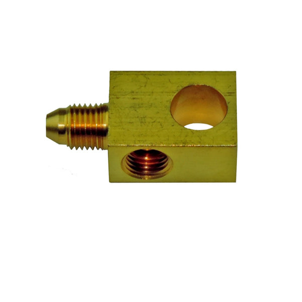 Brass Tee, 1/4" Brake Line, 7/16" Mounting Hole, w/3an Male..