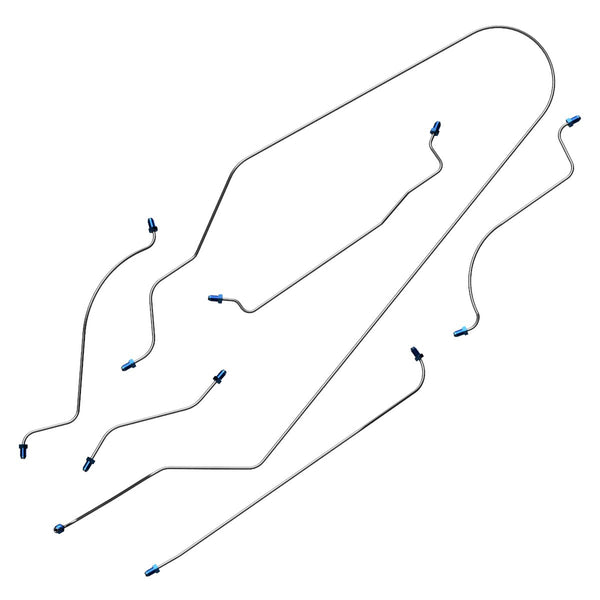 1968-78 Volkswagen Beetle Manual Drum Brake Line Kit 6pc, OE Steel